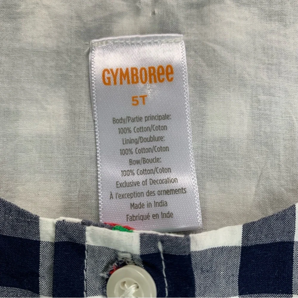 Gymboree‎ Navy Gingham Apple Poplin Dress Size 5T